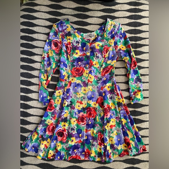 Pat Argenti Collection VTG Silk Dress Size 10 - Picture 8 of 13